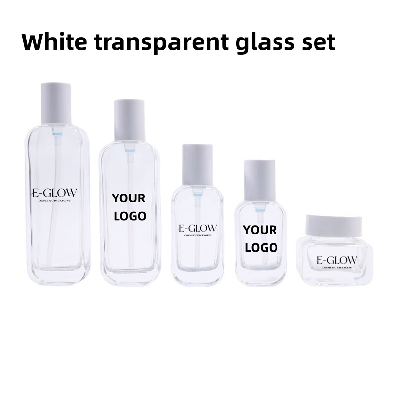 Luxury Skin Care - 【ロゴカスタム】1個入り高級透明ガラススキンケアパッケージ50g 100ml化粧品容器ガラスローションボトル（ポンプ付き）