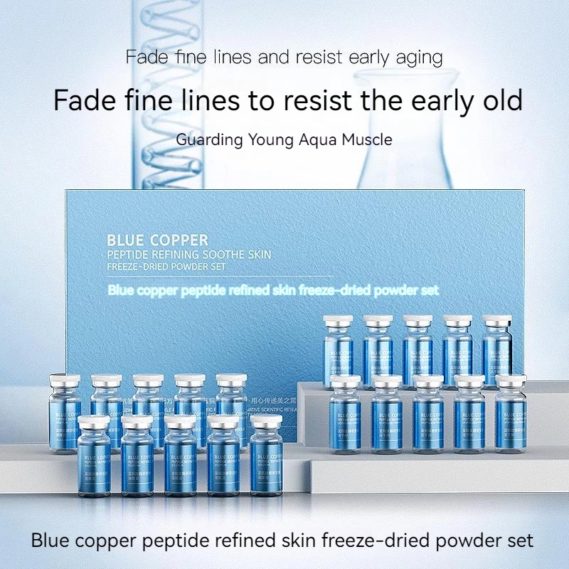 Oligopeptide Wrinkle - 凍結乾燥パウダーセット,抗しわエッセンス,毛穴の縮小,にきび治療,スキンケア血清,青い銅のペプチド,20個