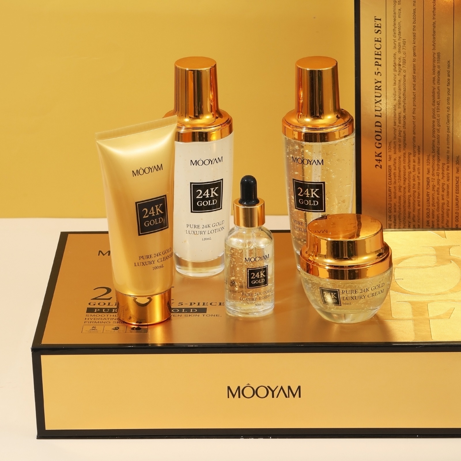 Luxury Skincare Line - 24Kゴールドラグジュアリー保湿アンチエイジングセット、小じわを軽減、肌を修復、保湿、輝きを与え、アンチエイジング、引き締め効果のあるスキンケア