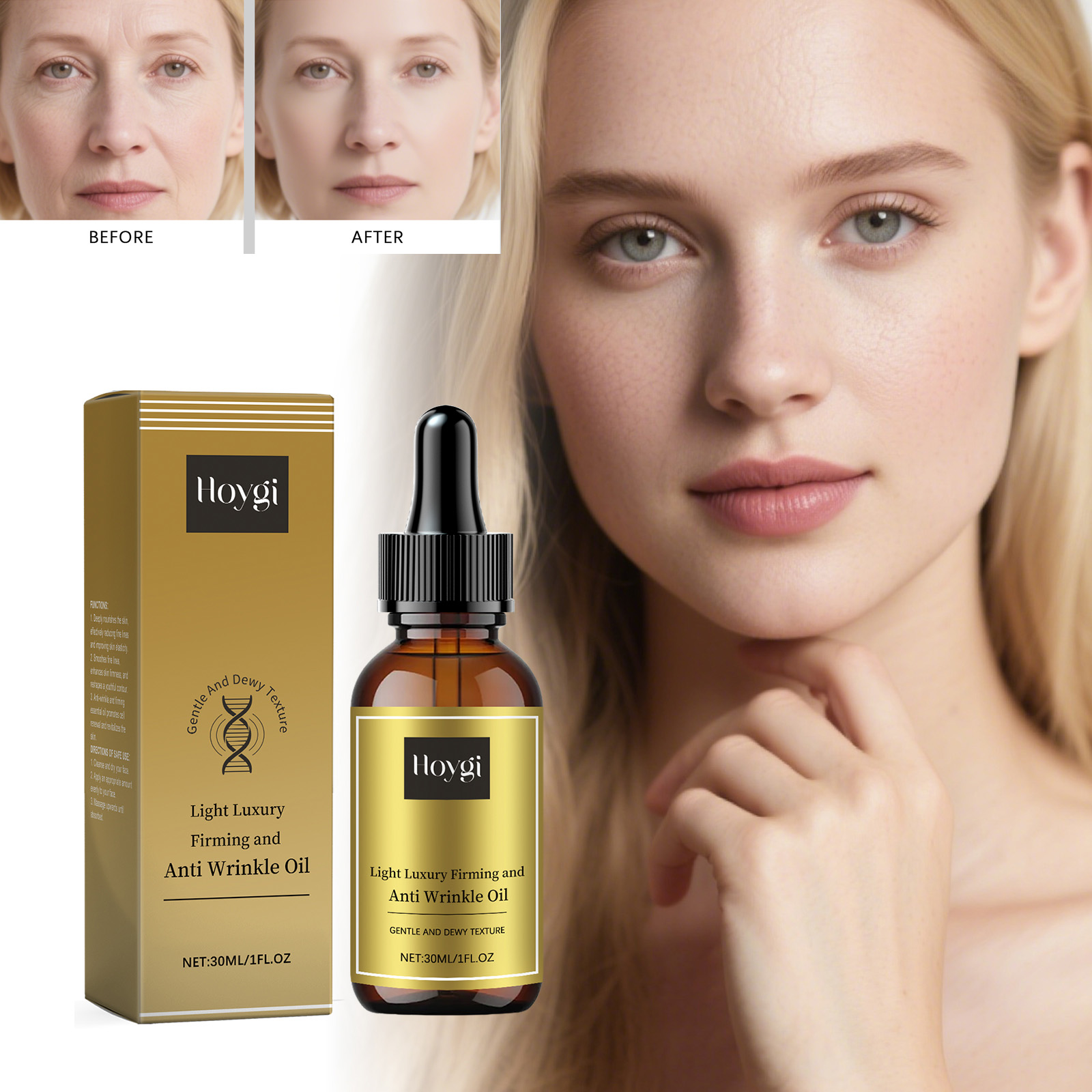 Luxury Skin Care - 引き締めフェイシャルケアオイル リフティング アンチリンクル ラインを薄くする 肌を引き締める 栄養を与える