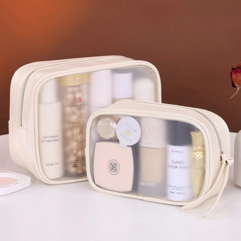 半透明の高級メイクアップバッグセット、3個入り大容量トラベル - Luxury Skincare Set のレビューと価格
