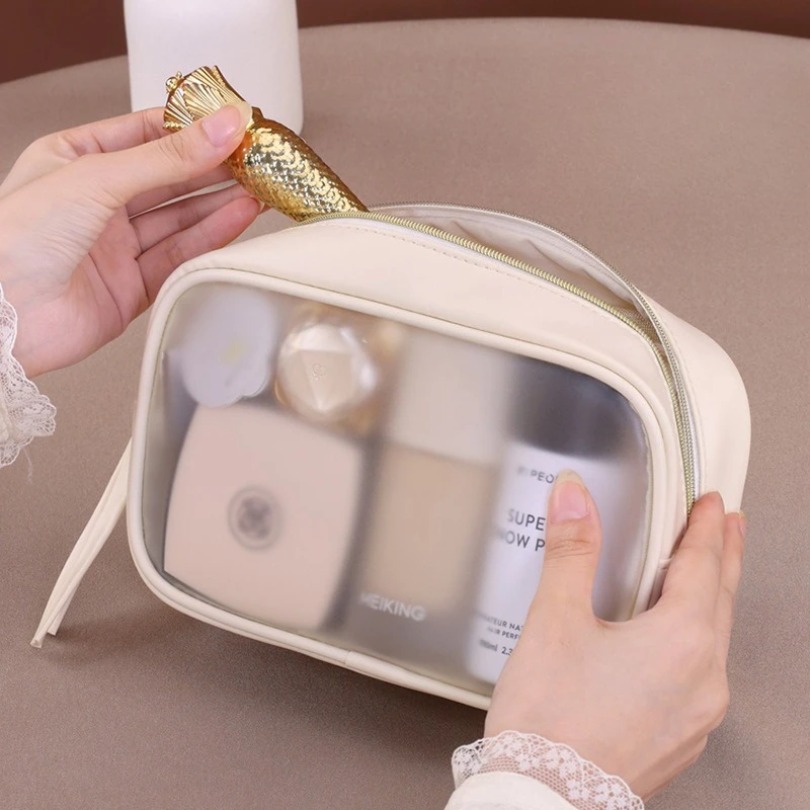 半透明の高級メイクアップバッグセット、3個入り大容量トラベル - Luxury Skincare Set のレビューと価格