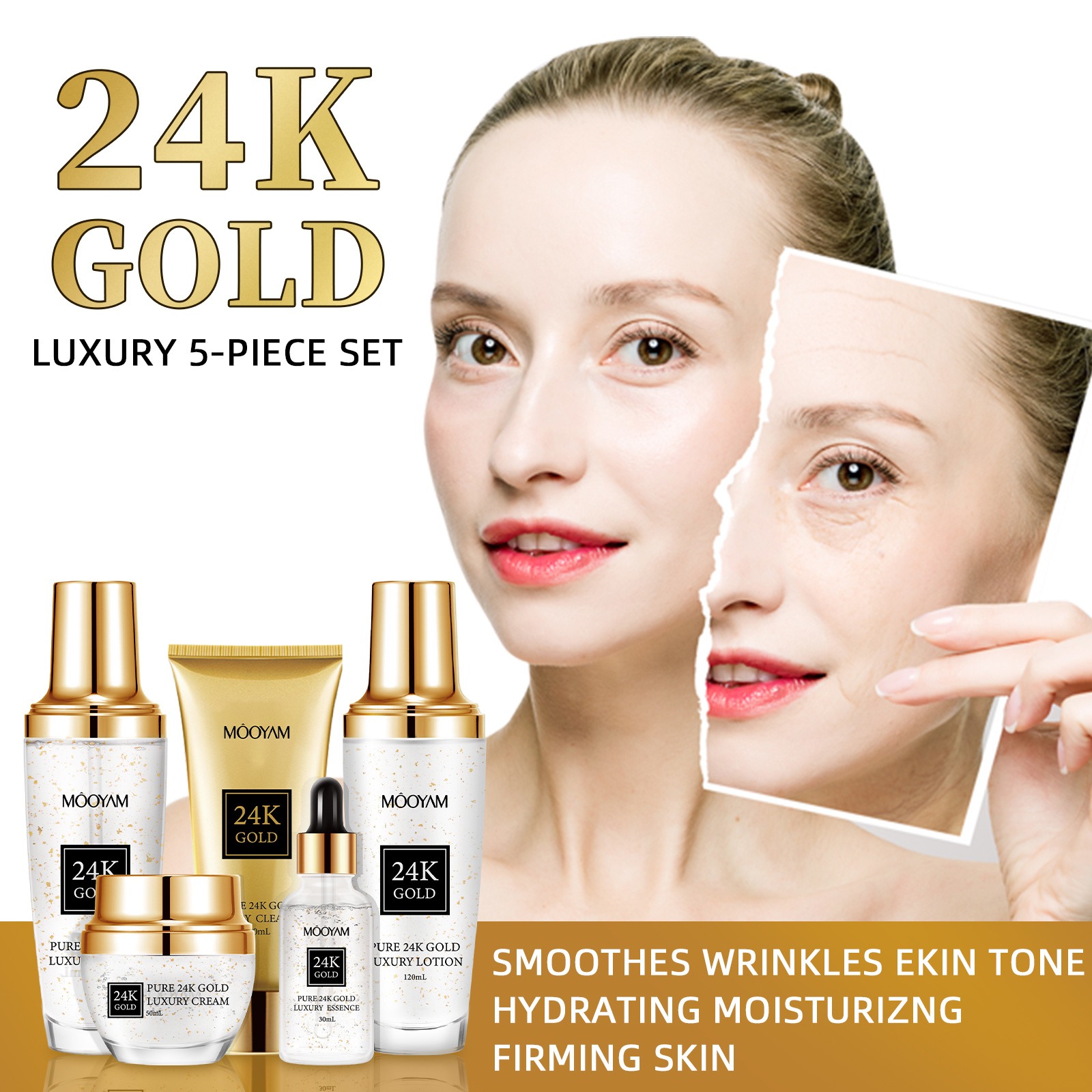 24Kゴールドラグジュアリー保湿アンチエイジングセット、小じ - Luxury Skincare Line のレビューと価格