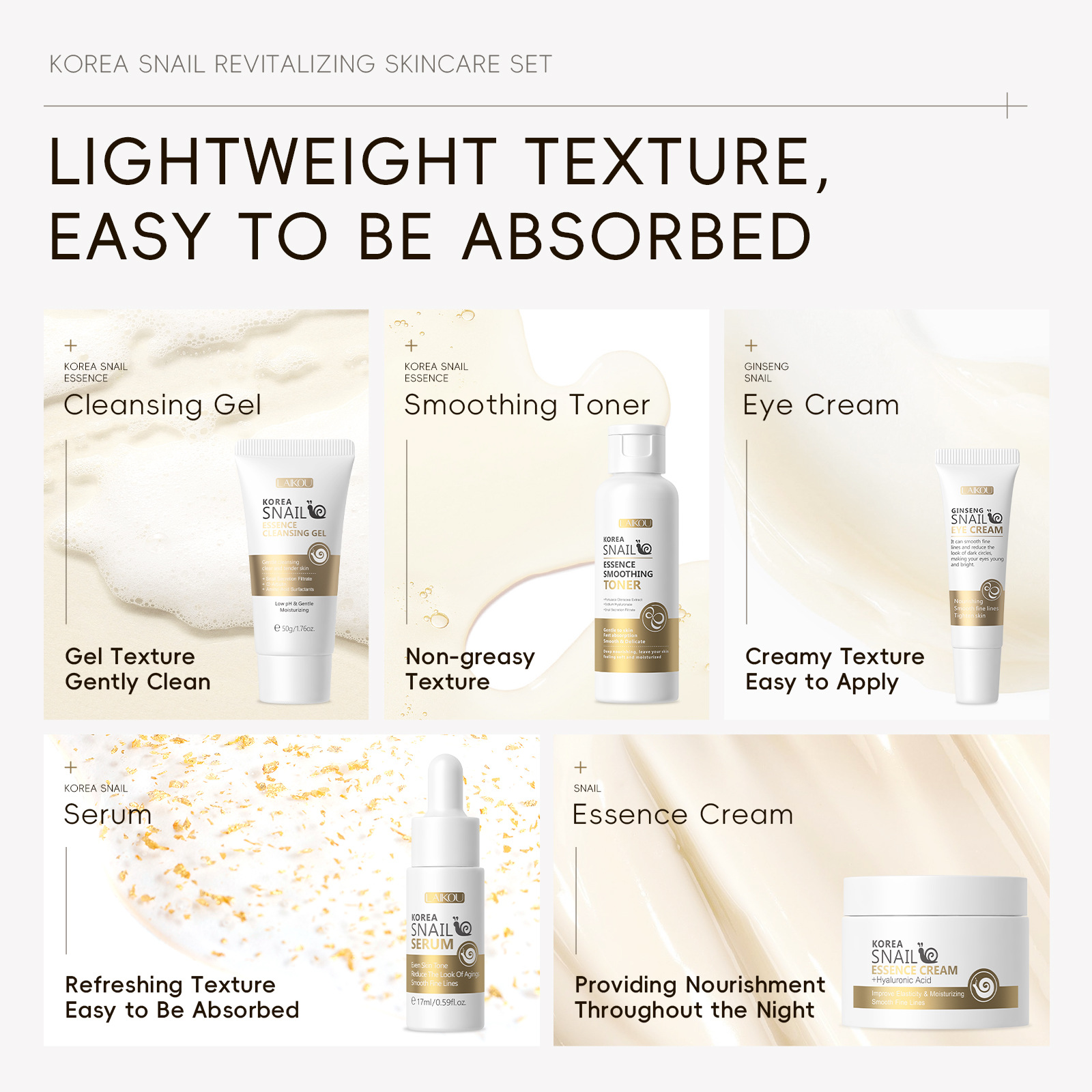 5 個箱入り韓国カタツムリスキンケアセットカタツムリフェイス - Luxury Skincare Set のレビューと価格
